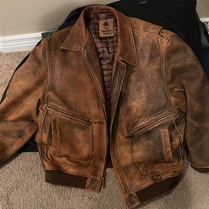 Brown distressed men’s bomber jacket size XL